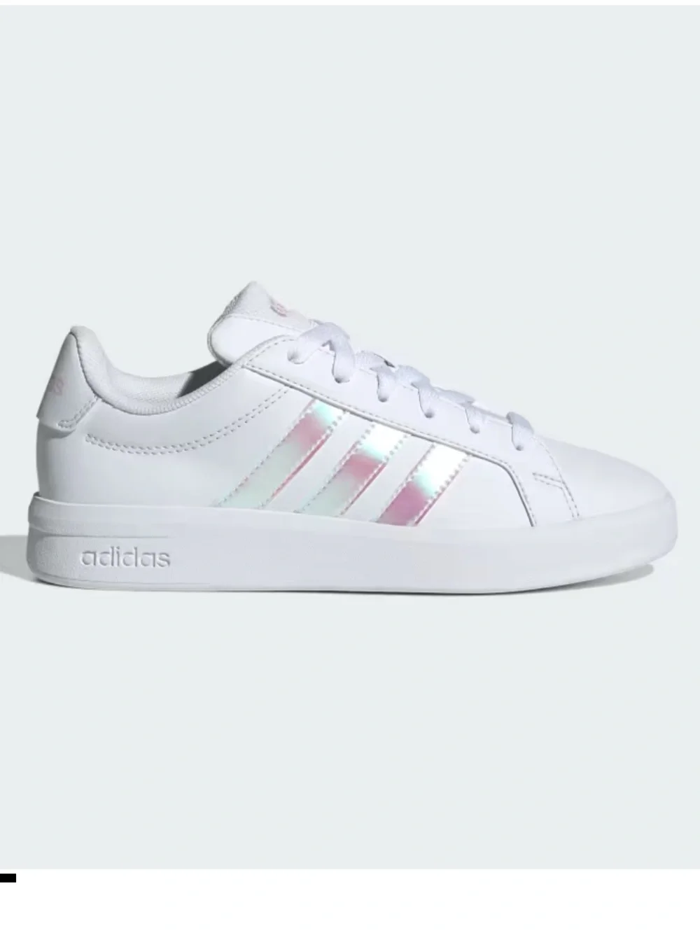 adidas Grand Court 3.0 | adidas Kids White Sneakers with Iridescent Pink Stripes